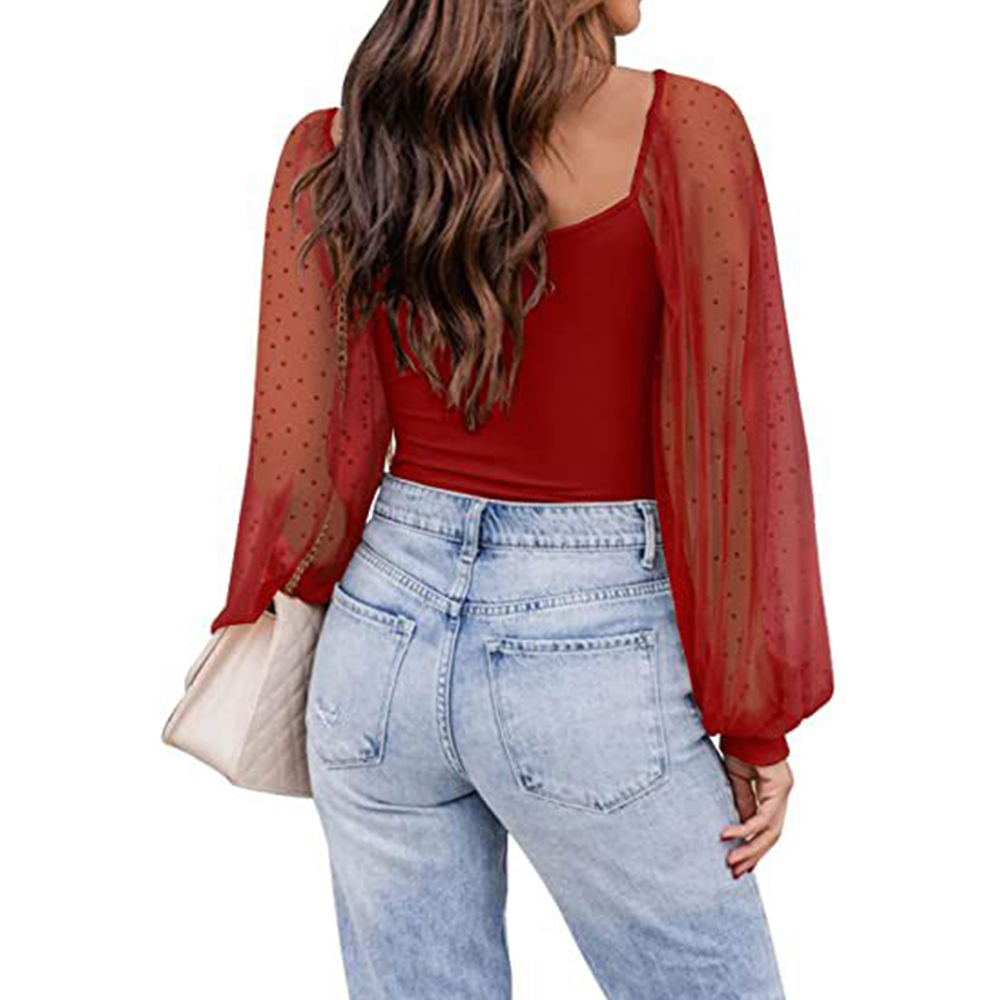 Castillotigo™ Nueva blusa delgada de patchwork con manga de linterna a la moda para mujer