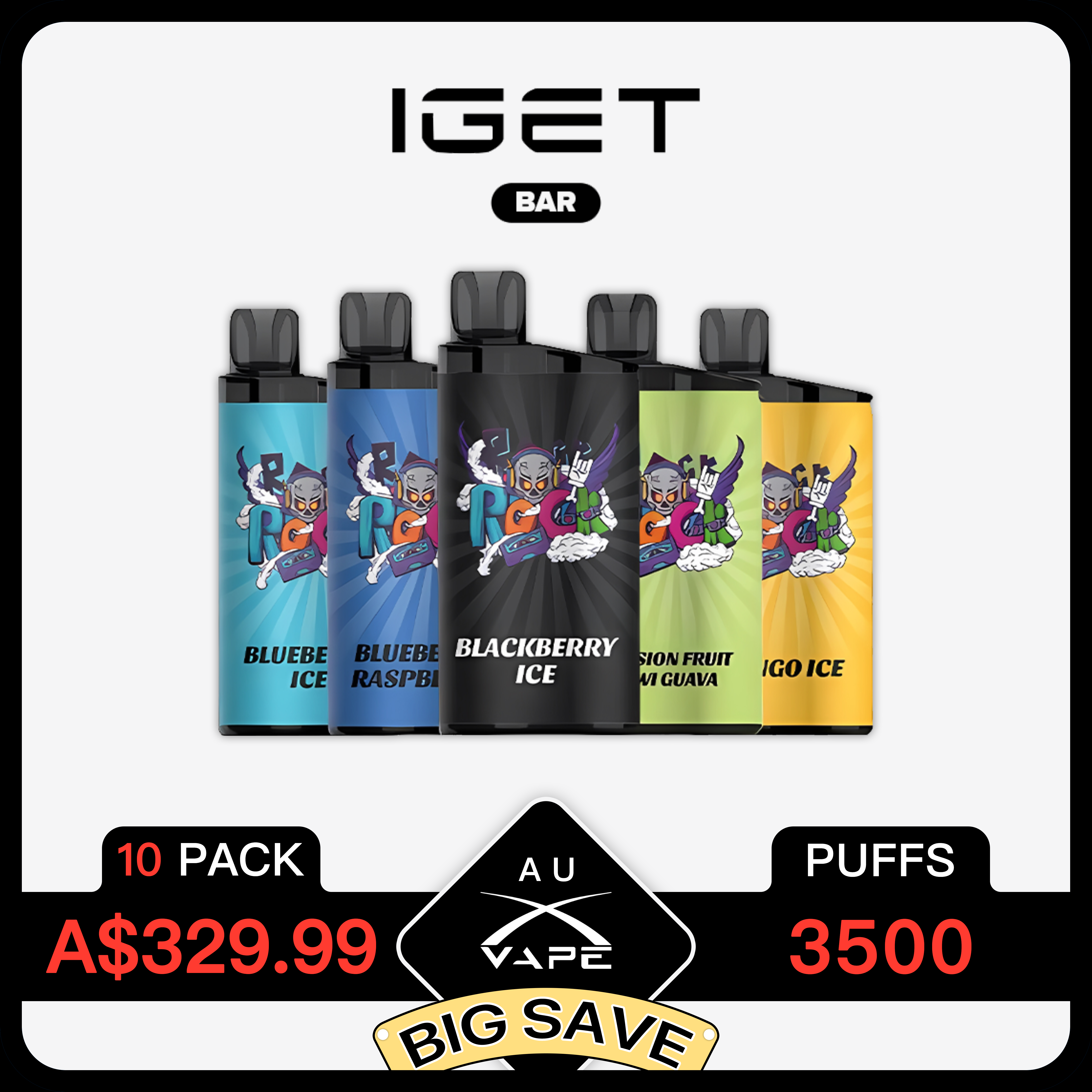 IGET Bar 3500 Puffs – 10 Pack