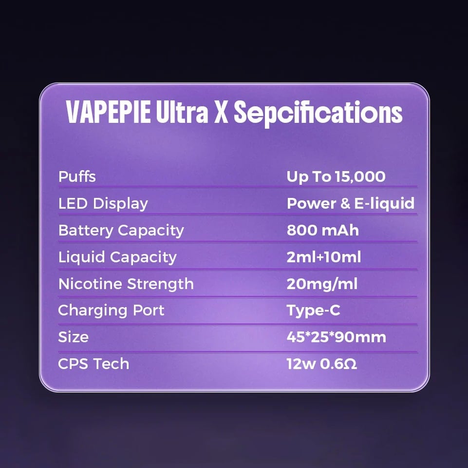 VAPEPIE UltraX 15000 Puffs  - Refillable & Replaceable Pods for Endless Customization