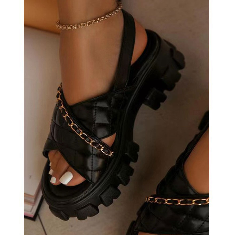 Castillotigo™ Sandalias de plataforma de moda a cuadros de diamantes