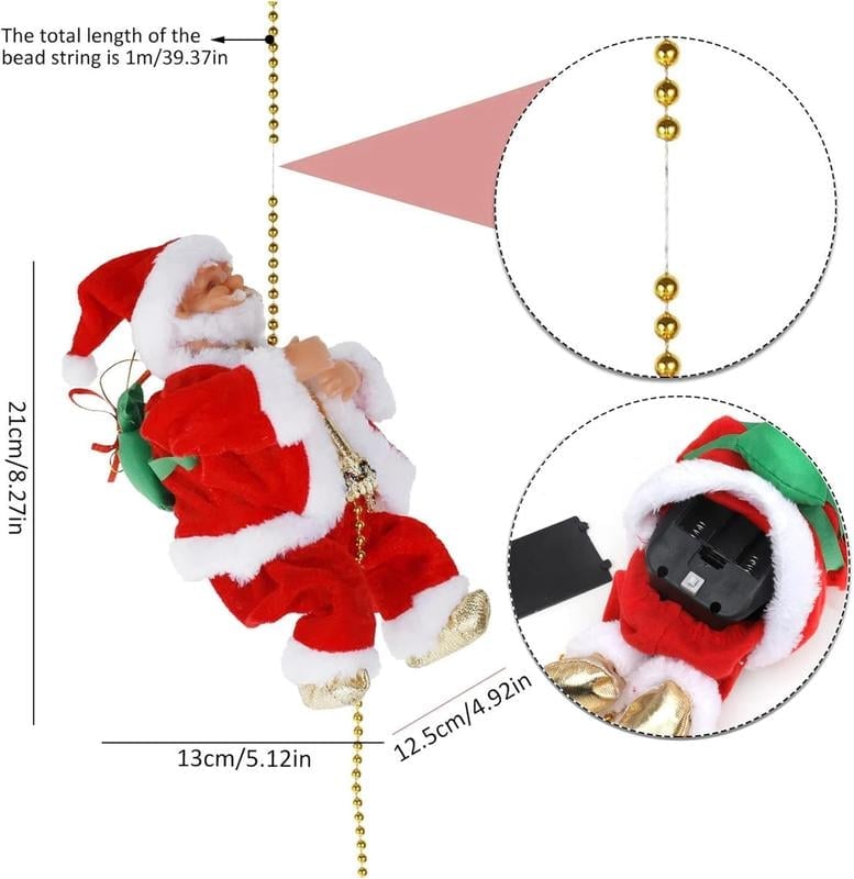 (🔥2024 BEST GIFT TO FAMILY🔥)Electric Chimney Climbing Santa Claus Musical Toys