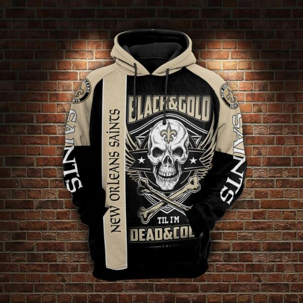 NEW ORLEANS SAINTS 3D HOODIE SKULL 106