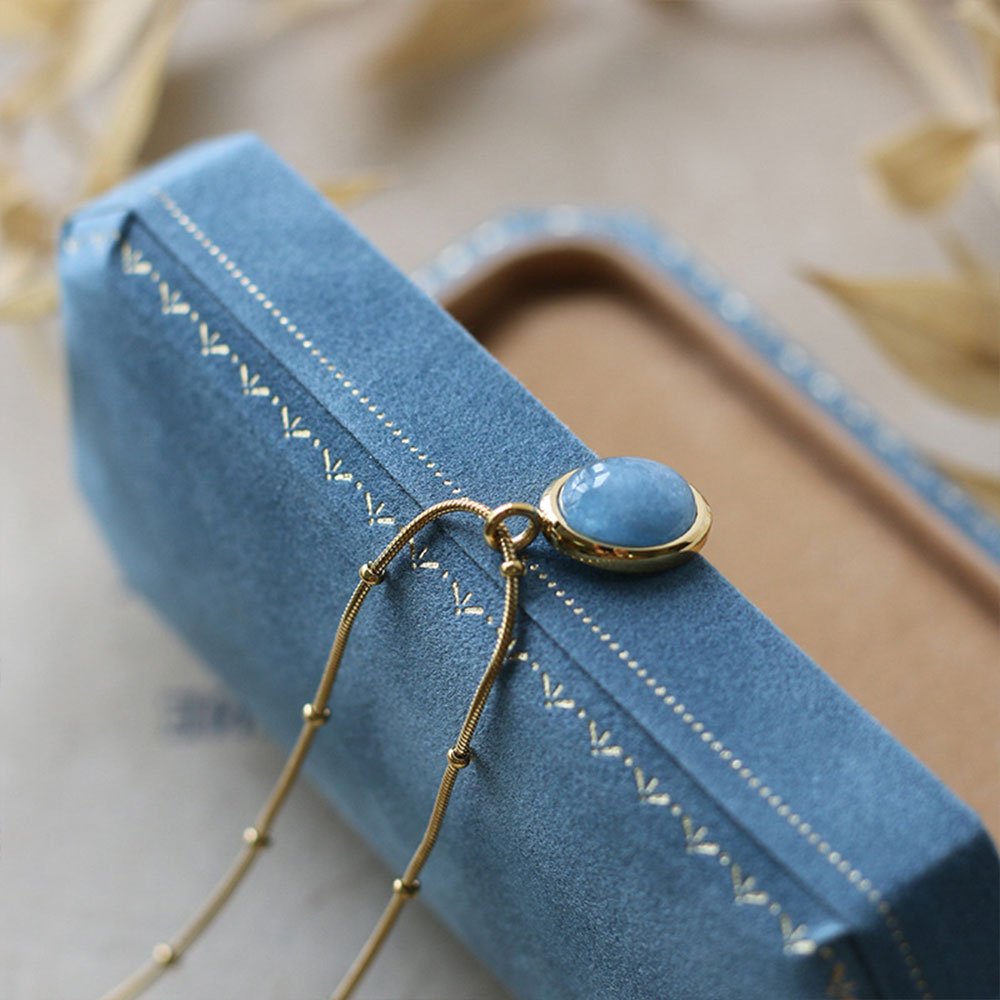 Higomore™ Oval Egg Cut Natural Aquamarine Pendant Necklace