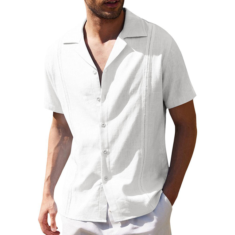 Castillotigo™ Camisas de manga corta de lino de moda para hombre