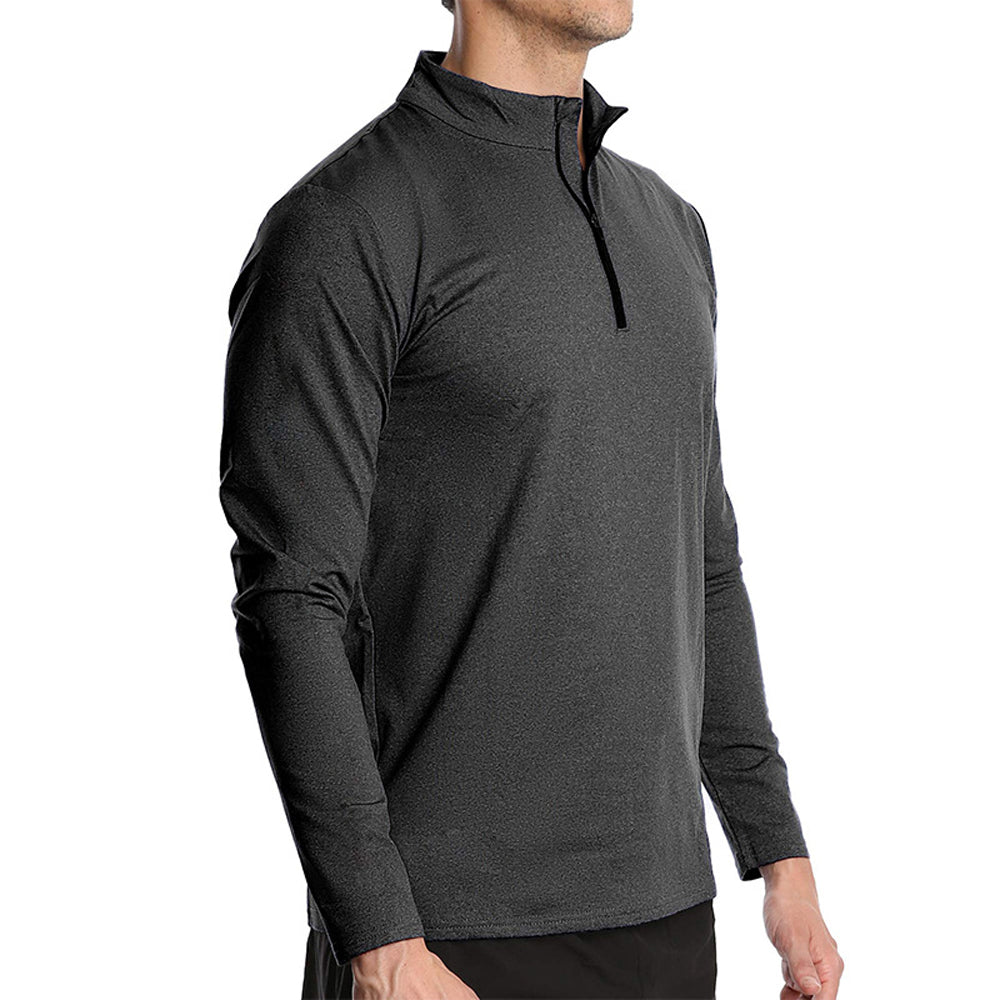 Castillotigo™ Camiseta deportiva de manga larga con media cremallera y secado rápido para hombre
