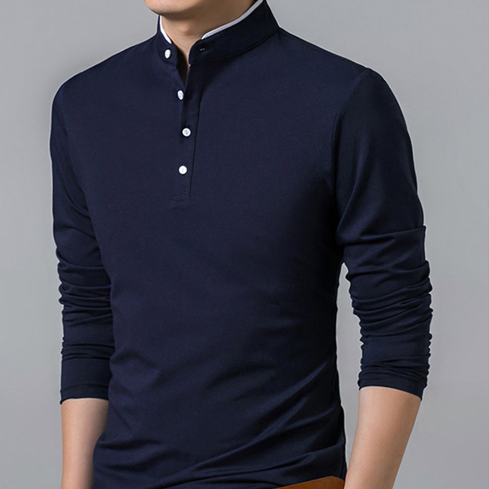 Castillotigo™ Camiseta de manga larga con solapa Business Premium para hombre