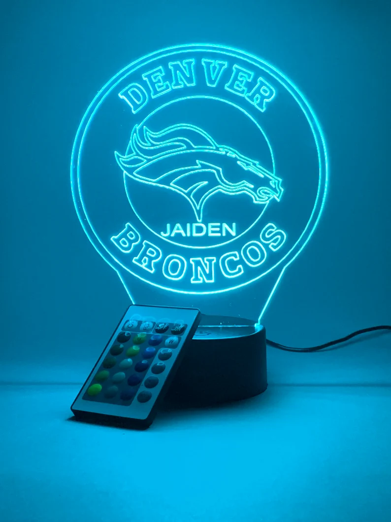 DENVER BRONCOS 3D LAMP PERSONALIZED
