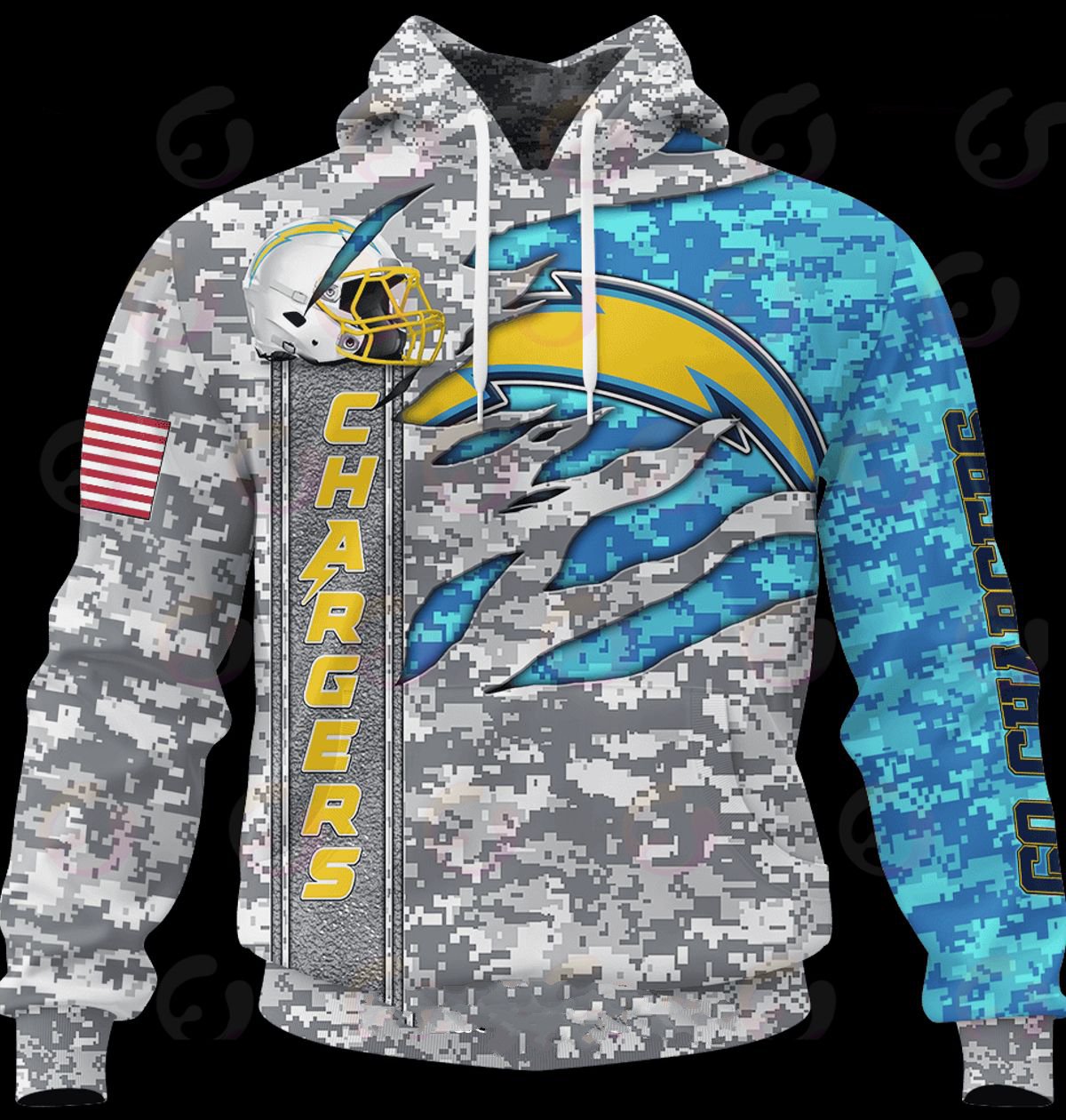 LOS ANGELES CHARGERS 3D HOODIE CAMO US