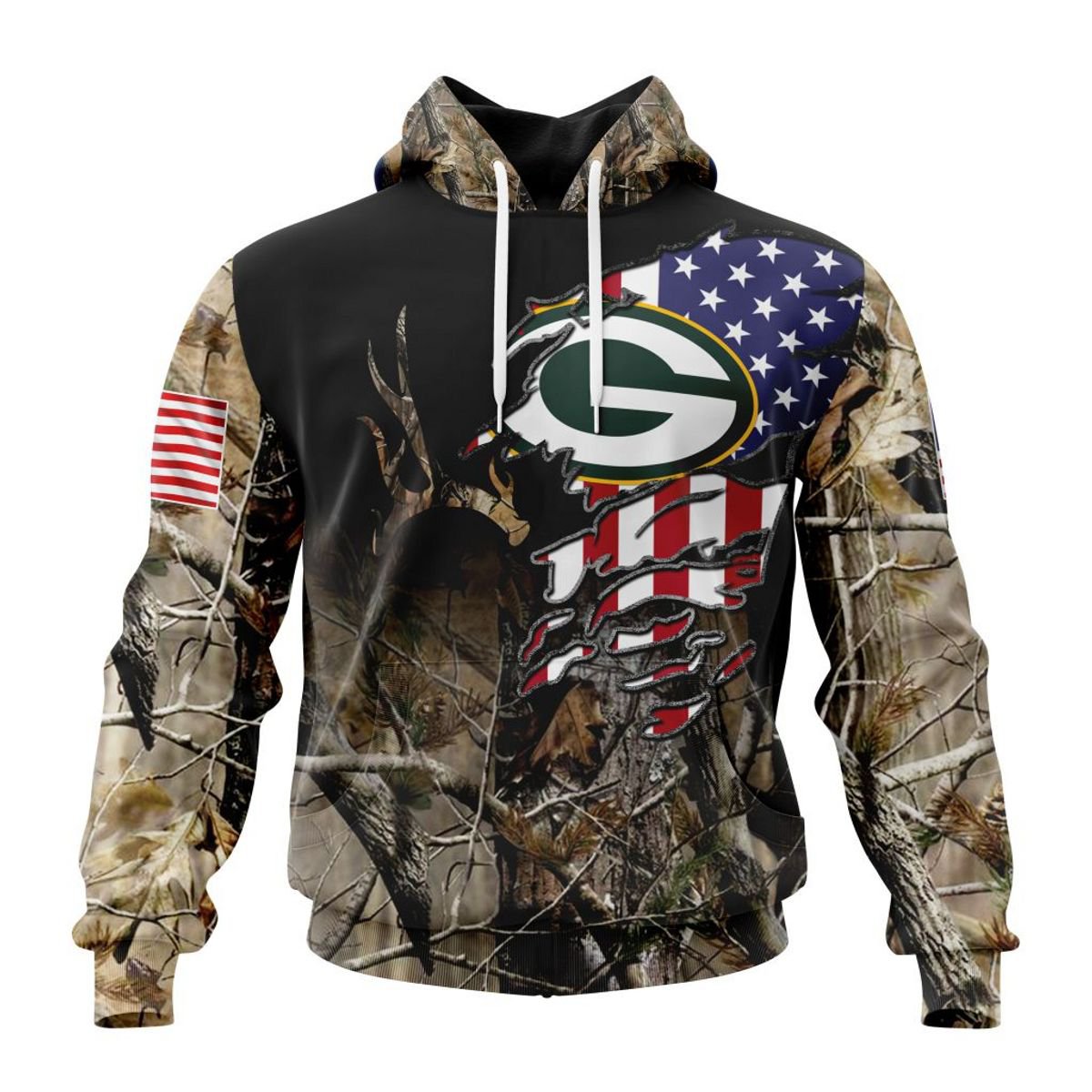 GREEN BAY PACKERS 3D HOODIE CAMO REALTREE HUNTING