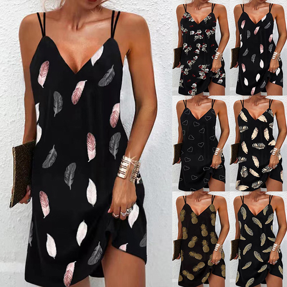 Castillotigo™ Vestido floral sin mangas con cuello en V para mujer