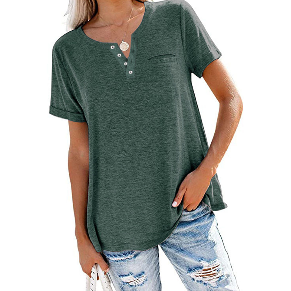 Castillotigo™ Camiseta suelta cómoda de color sólido simple para mujer
