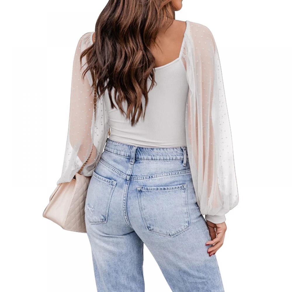 Castillotigo™ Top de retazos con mangas abullonadas de Fashion Perspective