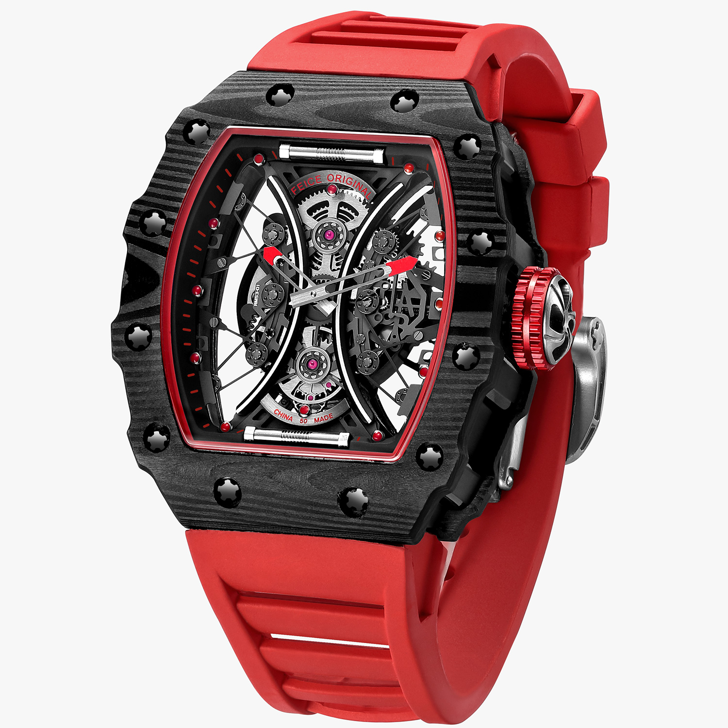 FM602 Automatic Watches Luxury Sapphire Mirror Skeleton Mechanical Watch