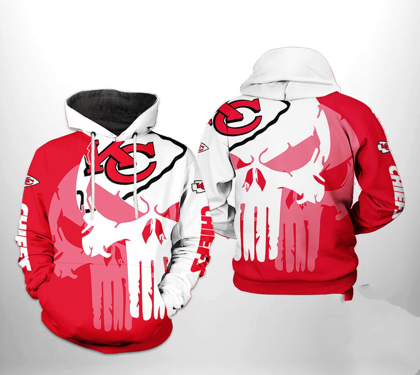 KANSAS CITY CHIEFS 3D HOODIE SKULL107