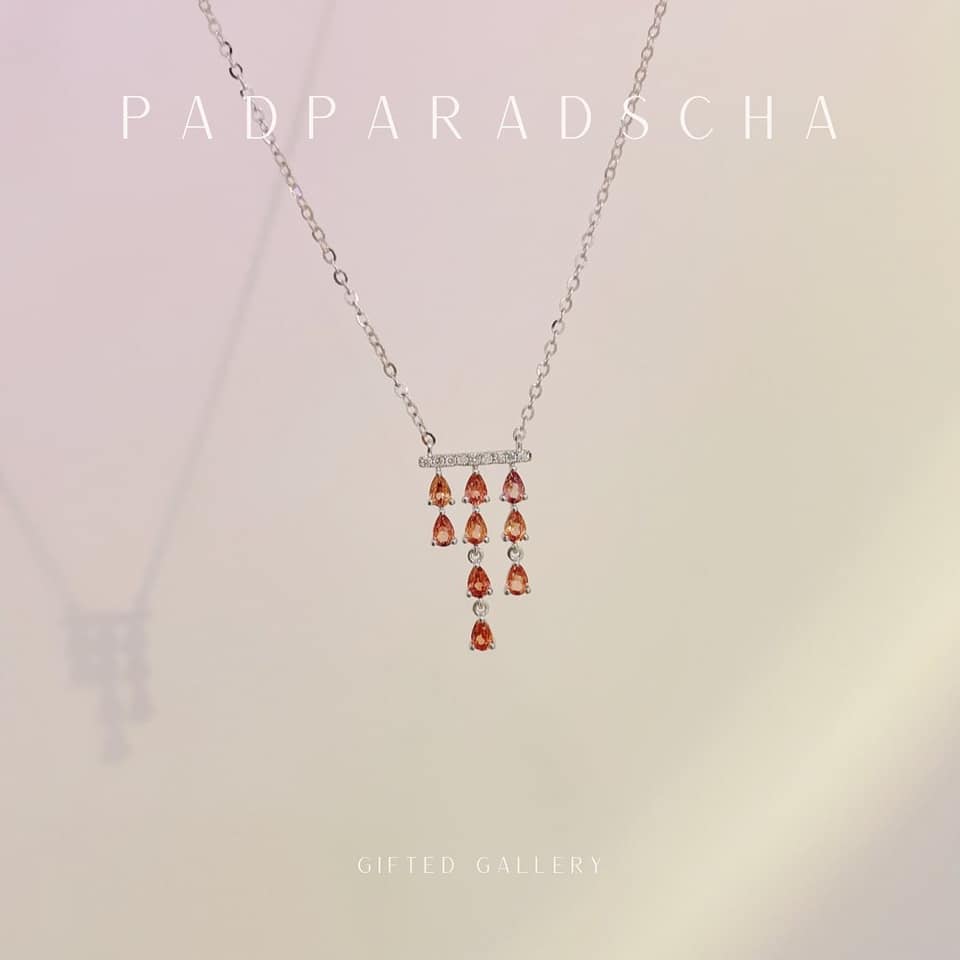 Sold＊Padparadscha Rainy Necklace by Gifted Gallery
