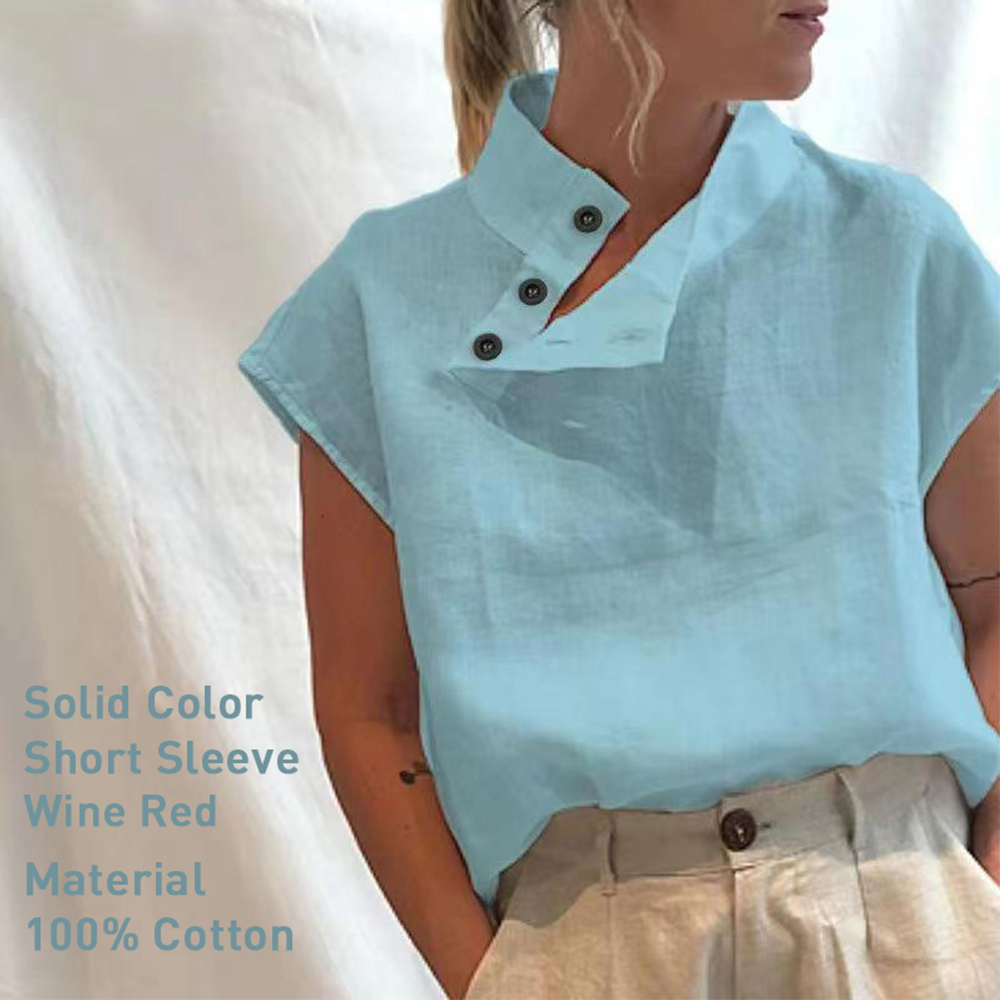 Castillotigo™ Camisa sin mangas con cuello alzado y botones inclinados