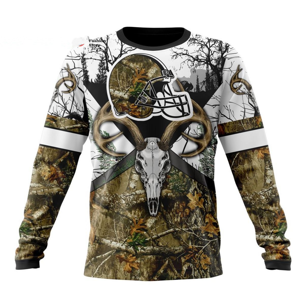 CLEVELAND BROWNS DEER SKULL AND FOREST 3D HOODIE