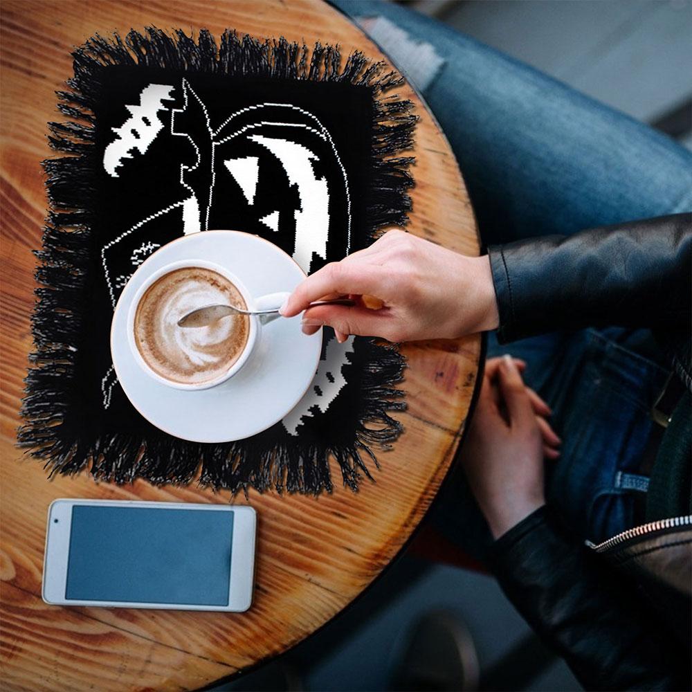 Higomore™ Halloween Style Black And White Tassel Placemat
