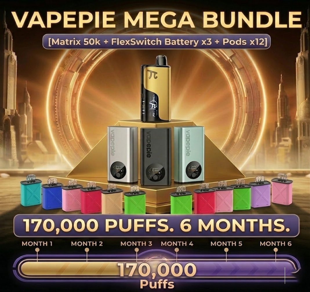 🌍【6-Month Vaping Supply】VAPEPIE Ultimate Half-Year Vape Bundle – 3 Latest Devices + 12 Pods + 50K Disposable | Up to 170,000 Puffs