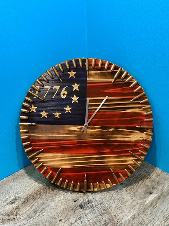 💥Handmade Patriotic Flag Bullet Clock- Buy 2 Get Free Shipping
