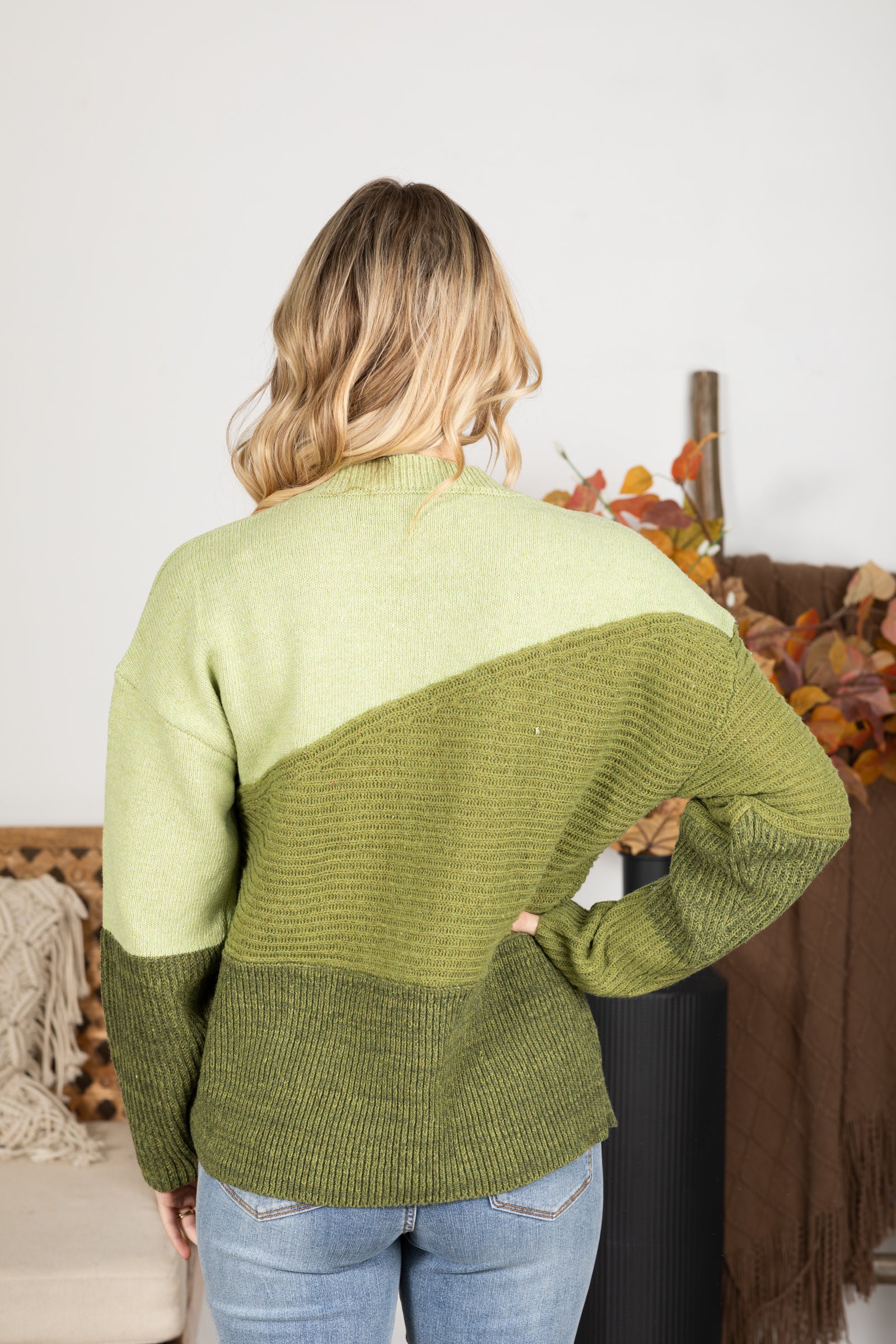 Diagonal Colorblock Sweater