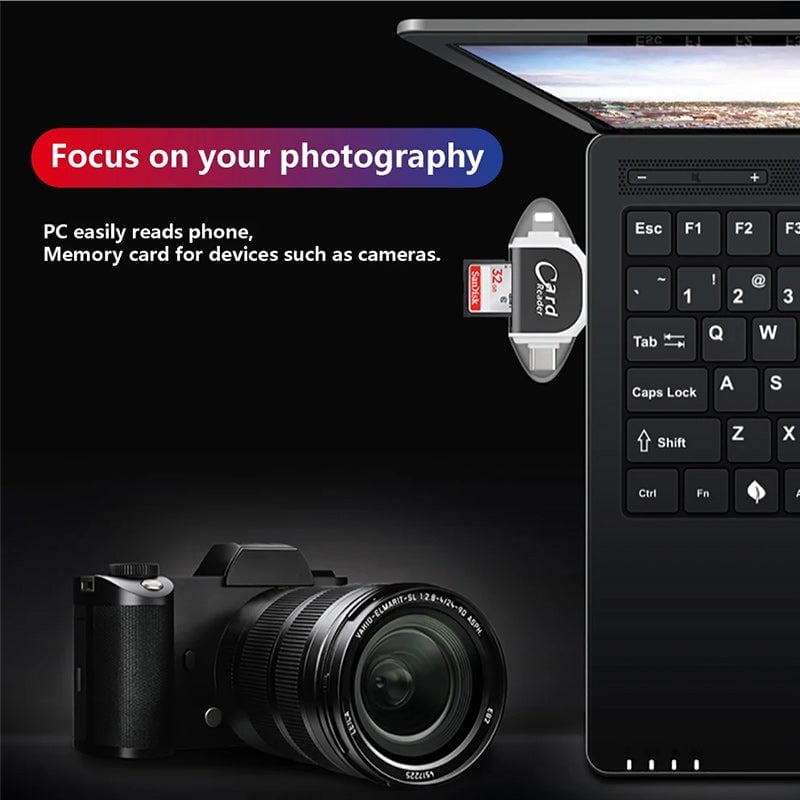 Multi-Port 4 in 1 Universal SD TF Card Reader