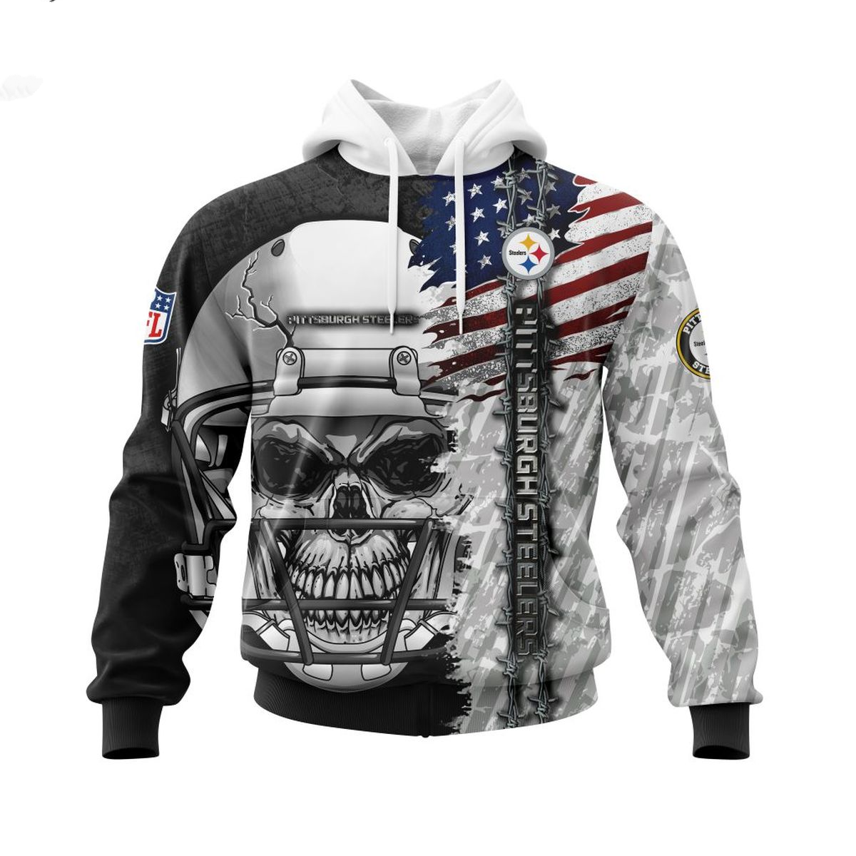 PITTSBURGH STEELERS 3D HOODIE SKULL0803