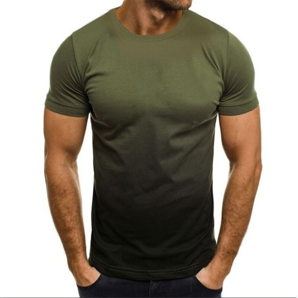 Castillotigo™ Camiseta de cuello redondo con degradado deportivo informal de verano para hombre