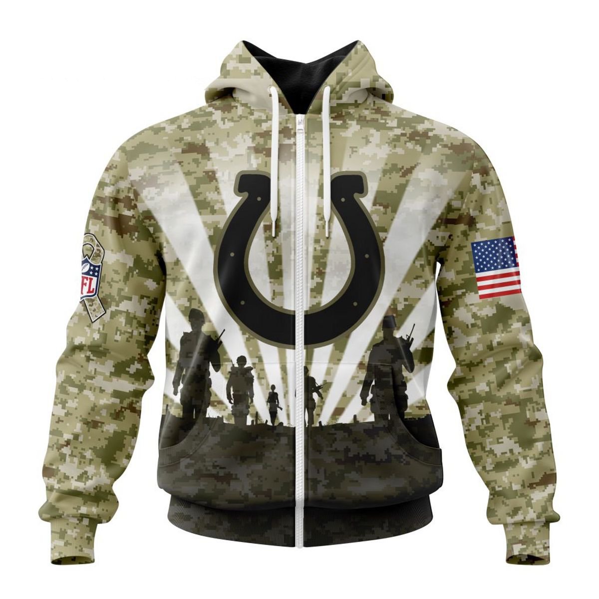 INDIANAPOLIS COLTS 3D HOODIE HONOR VETERANS