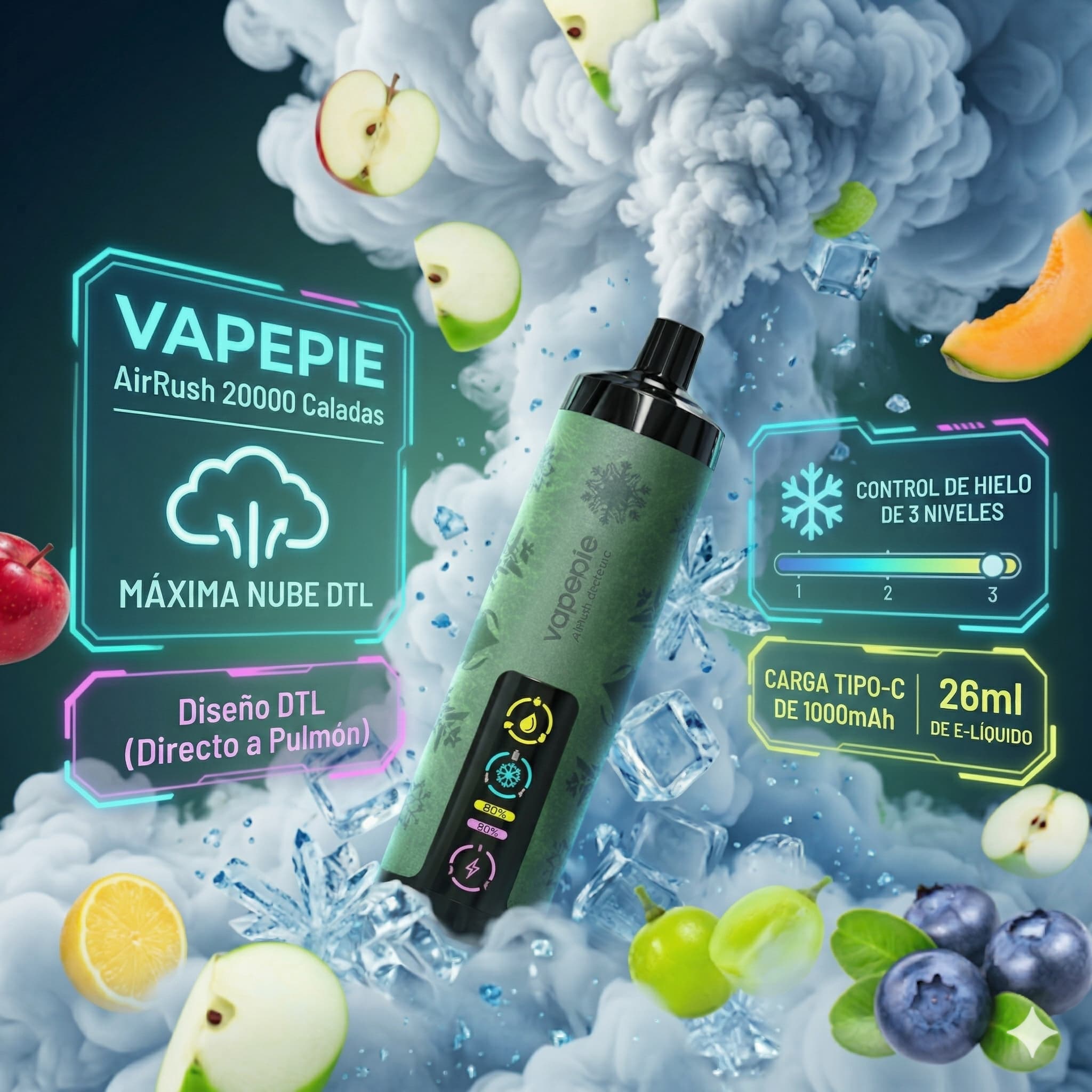 0.6% Nic - VAPEPIE AirRush 20000 CALADAS