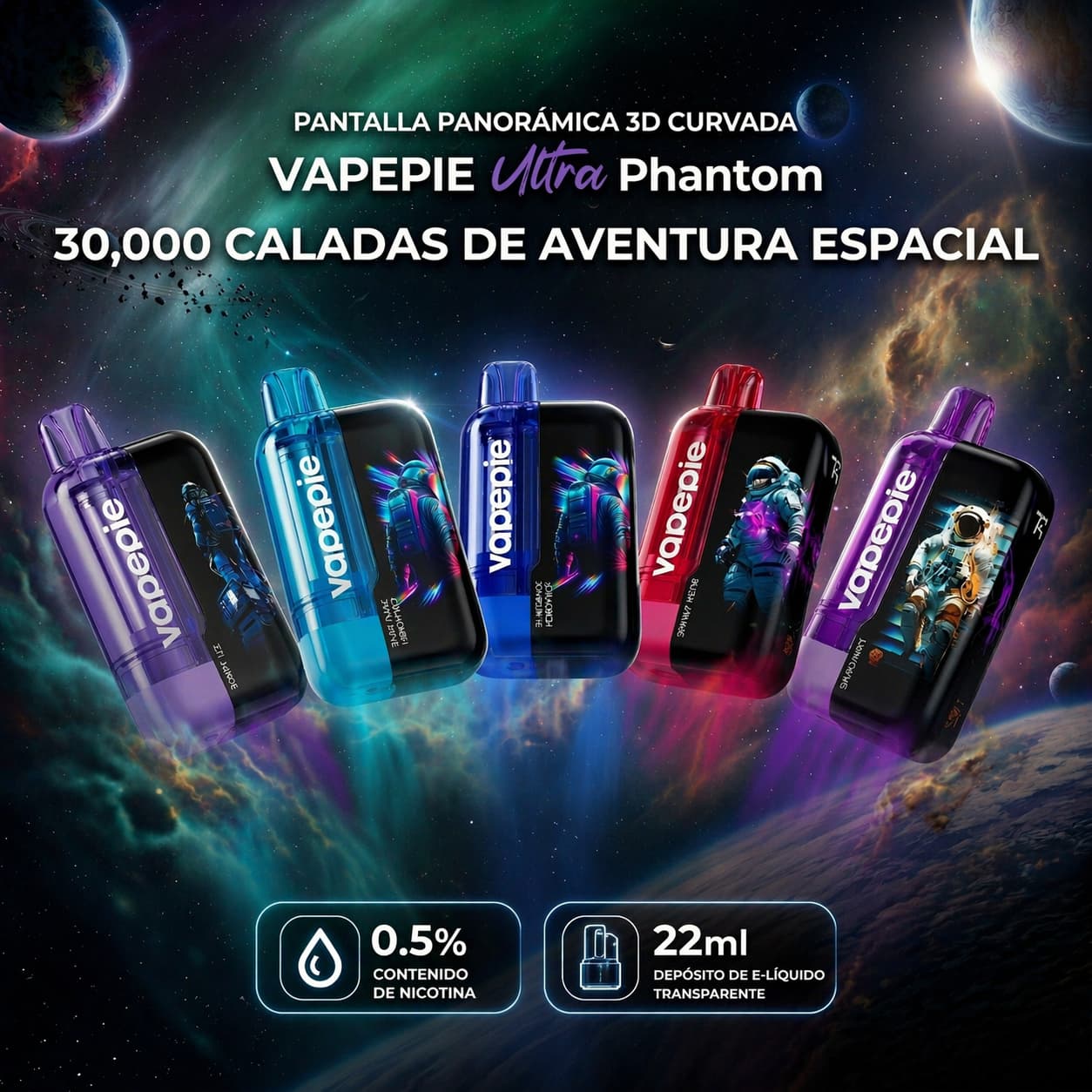 0.5% Nic - VAPEPIE Ultra Phantom 30000  CALADAS