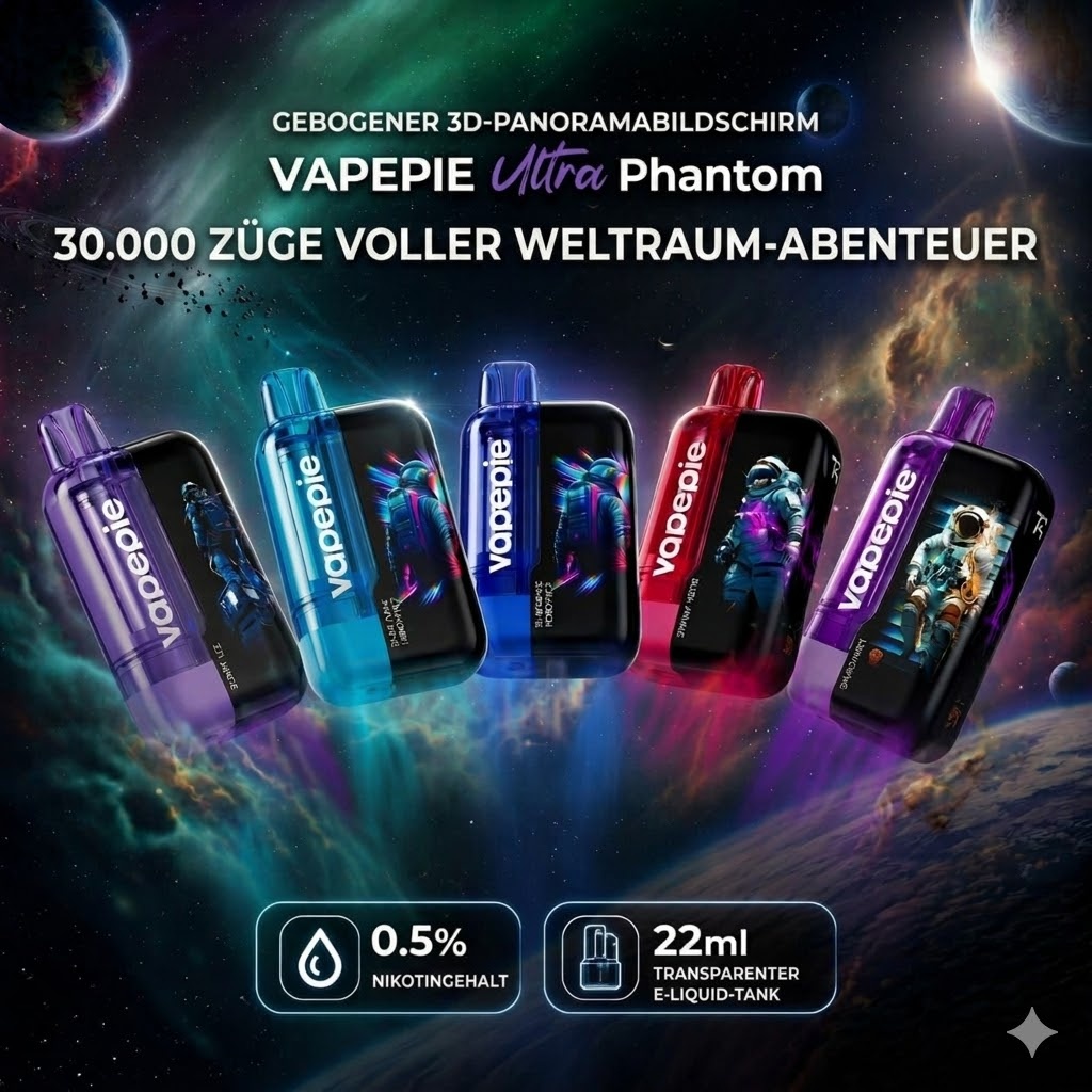 0,5 % Nikotin – VAPEPIE Ultra Phantom (30.000 Züge)