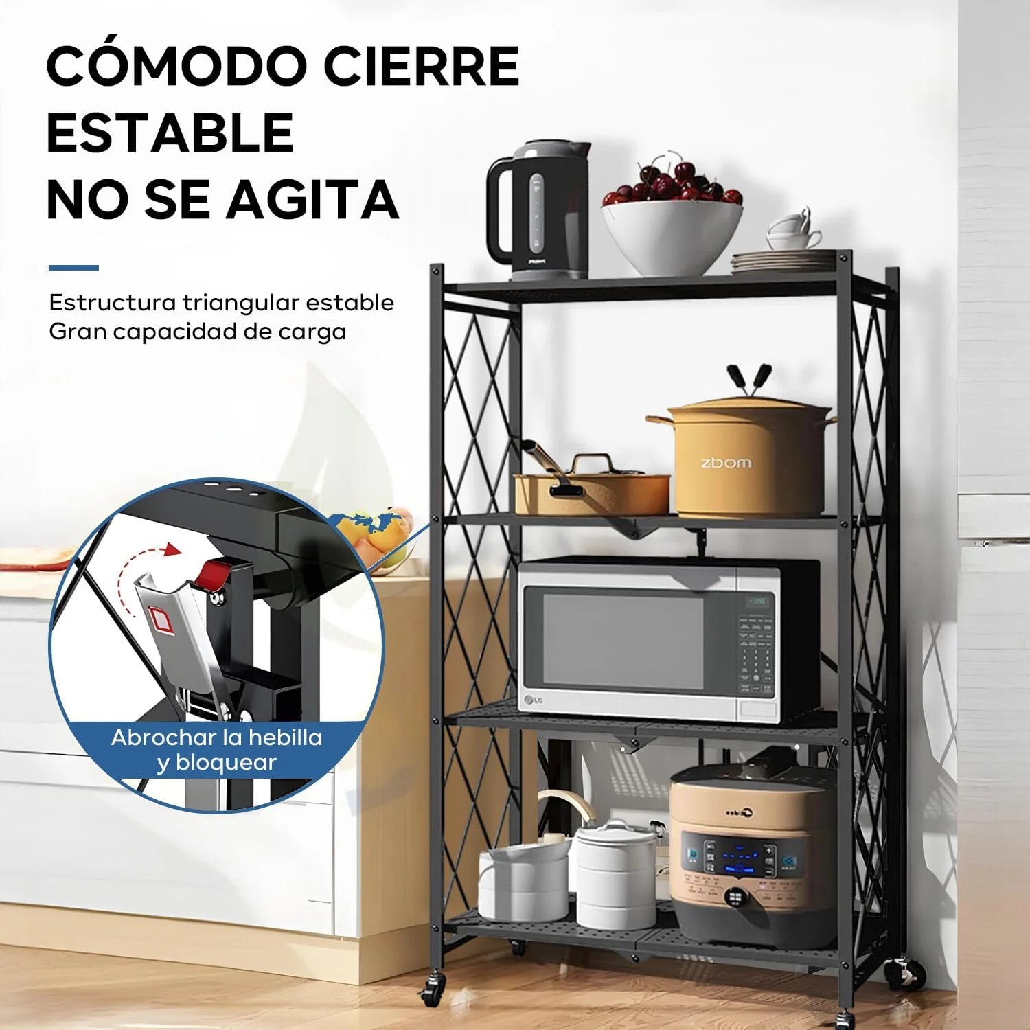 ESTANTE MULTIUSO PLEGABLE DE 4 NIVELES（Cocina, dormitorio, estudio, sala de estar.）