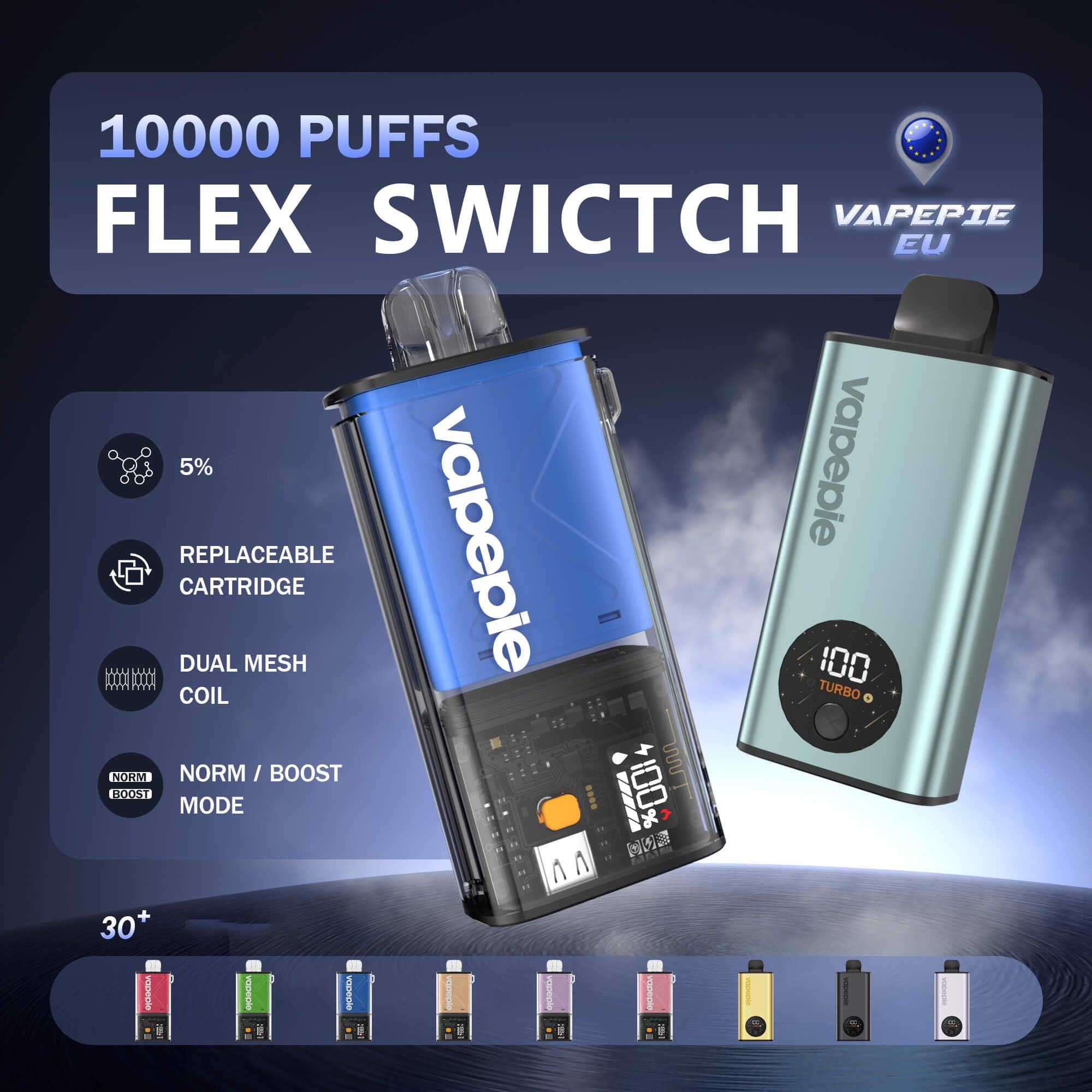 Vapepie FlexSwitch 10000 Puffs Ersatz-Pods – Kompatible Pods für das Vapepie FS 10000 Kit