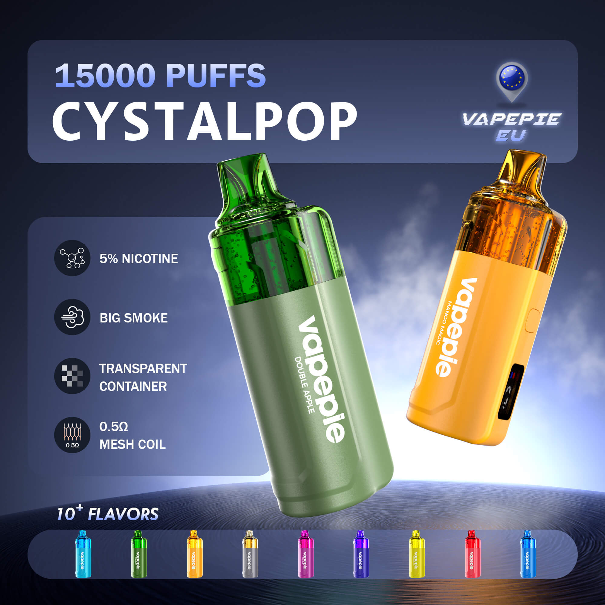 Vapepie CrystalPop Einweg-E-Zigarette 15.000 Puffs