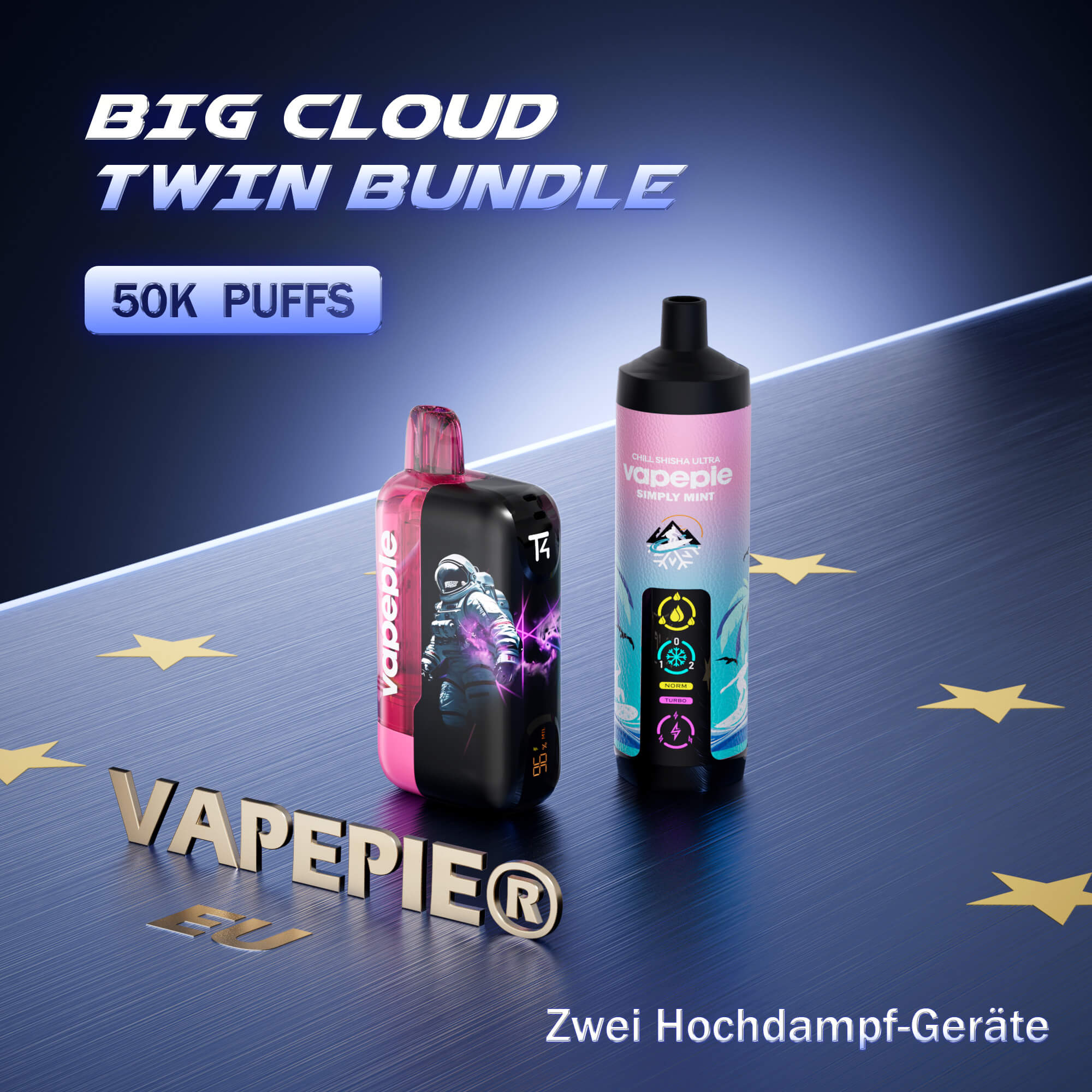 【Sparpaket】 Vapepie Cosmic Ice Duo Pack 50.000 Puffs (Ultra Phantom1 & AirRush1) Einweg-Vape