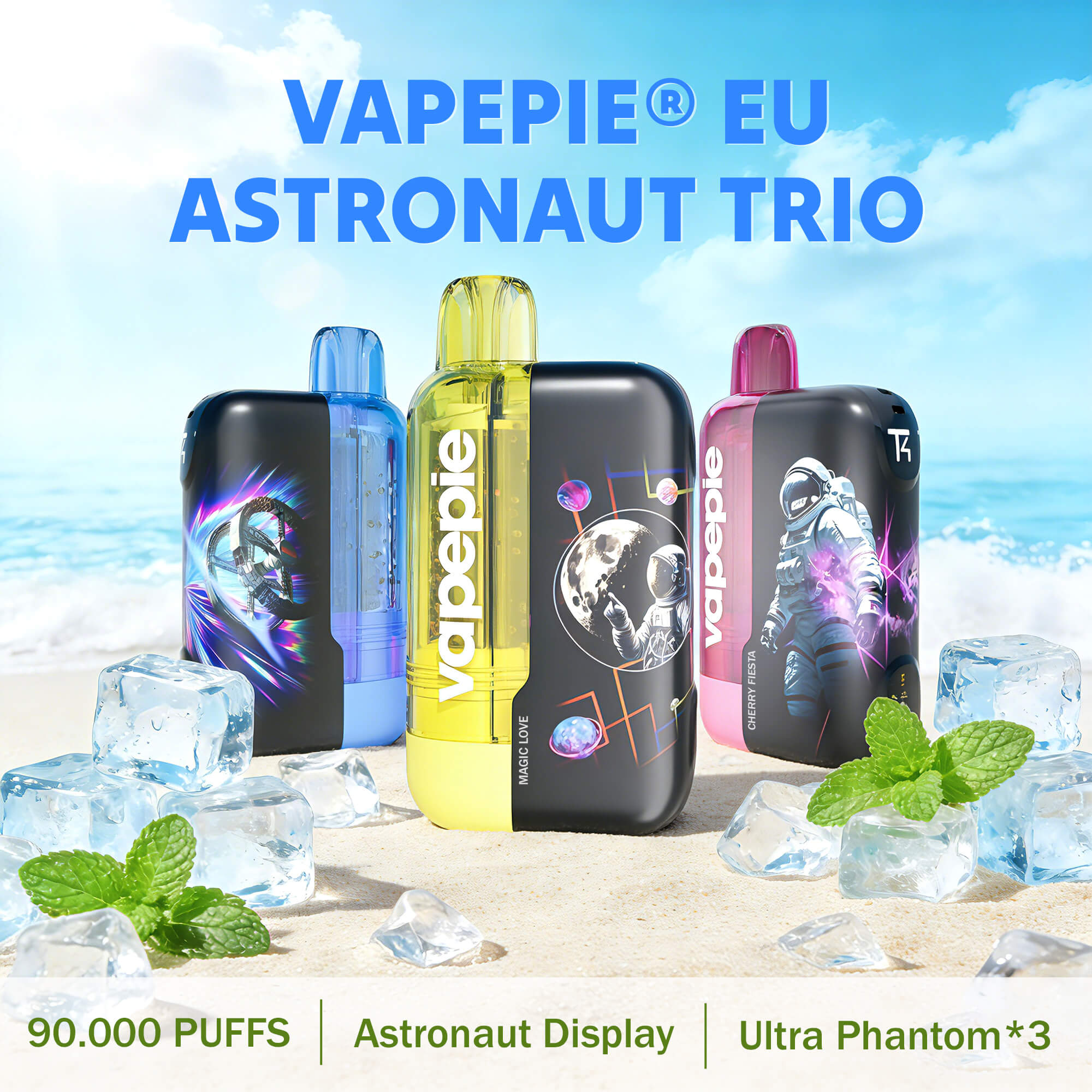 【Sparpaket】 Vapepie Trio Astronauten-Paket 90.000 Puffs (3x Ultra Phantom) Einweg-Vape
