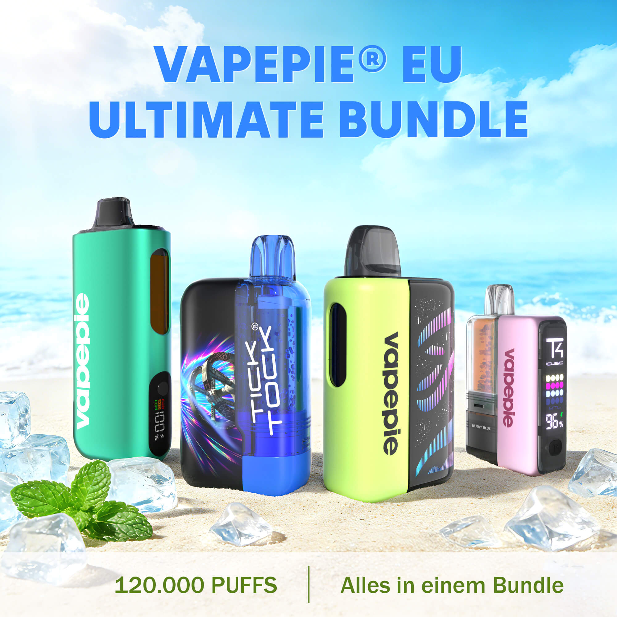 【Sparpaket】 Vapepie Ultimate Pack 120.000 Puffs (Big Empire & Galactic Gleam & Ultra Phantom & Ultra X) Einweg-Vape