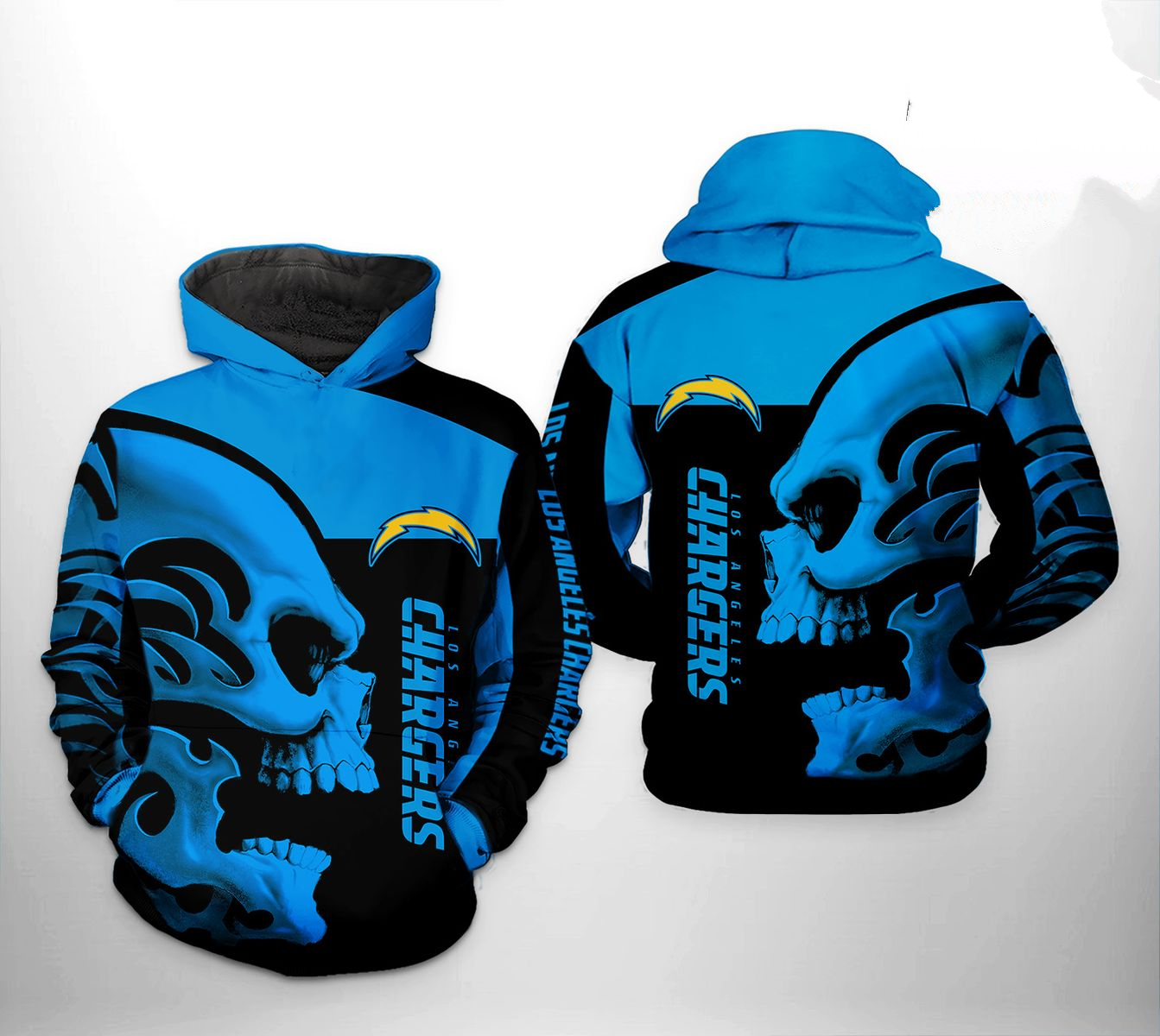 LOS ANGELES CHARGERS 3D HOODIE SKULL108