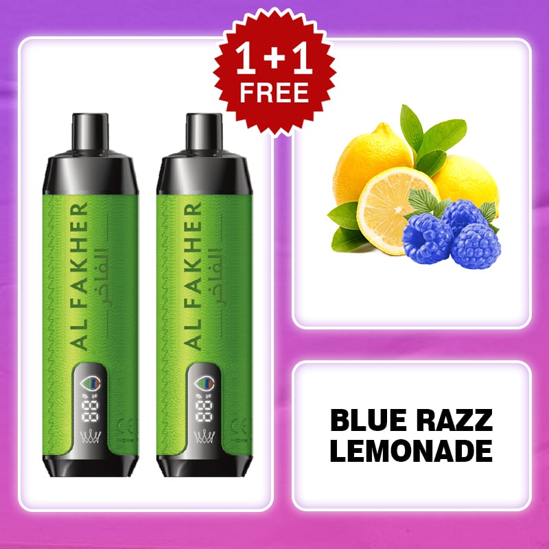 (BUY 1 GET1 FREE)💥BLUE RAZZ LEMONADE & AL FAKHER 15000 Puffs with Integrated Hookah Soundwaves!