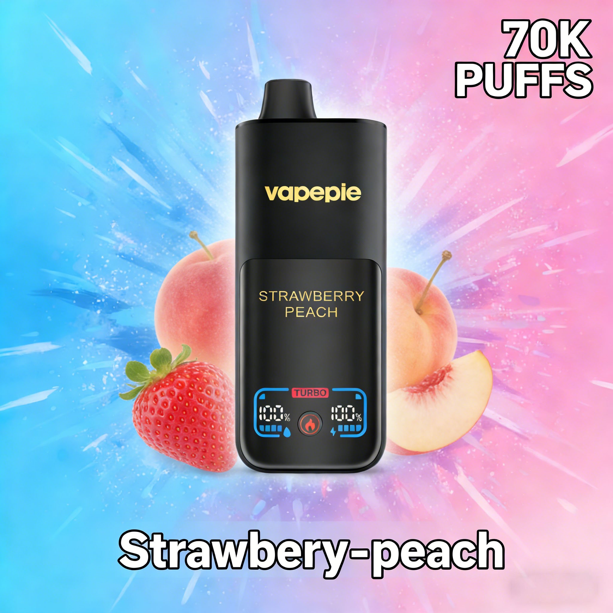 Strawberry Peach & Vapepie Mega 70K Puffs Disposable Vape