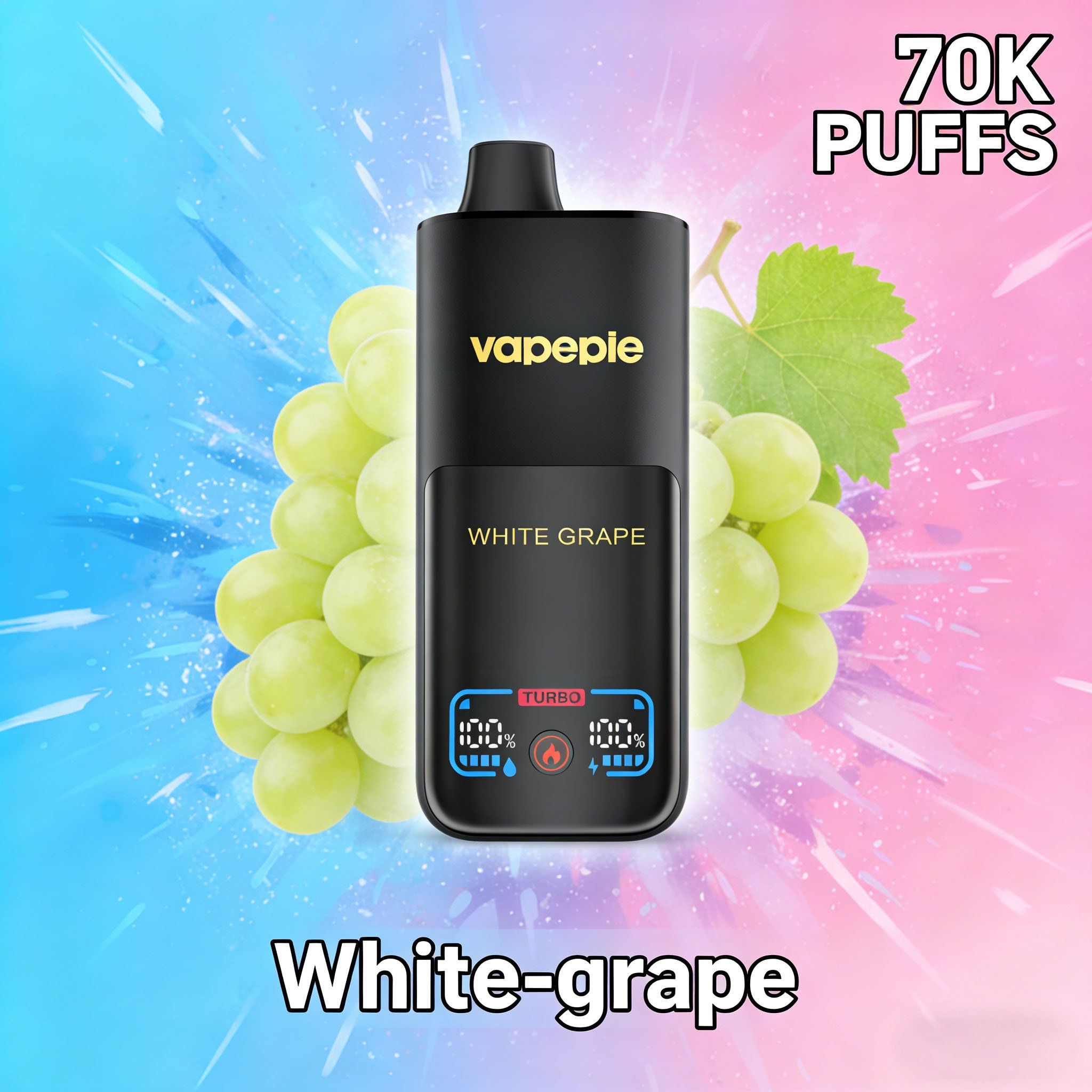 White Grape & Vapepie Mega 70K Puffs Disposable Vape