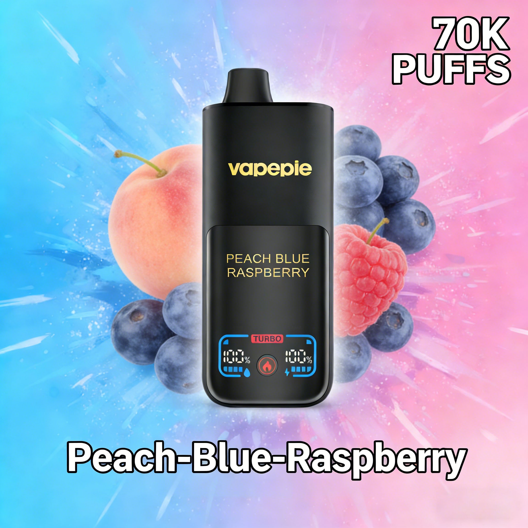 Peach Blue Raspberry & Vapepie Mega 70K Puffs Disposable Vape