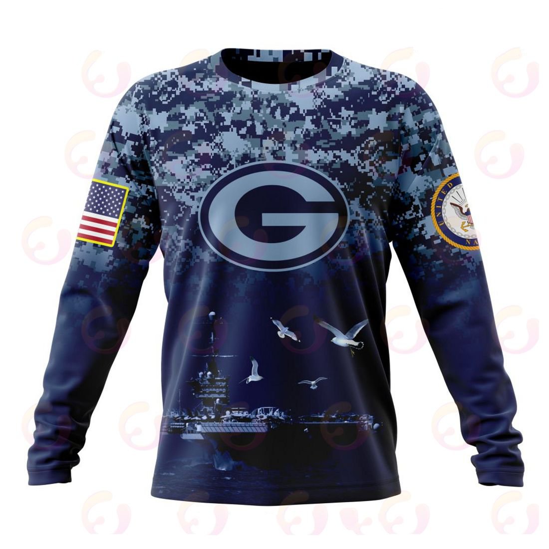 GREEN BAY PACKERS 3D HOODIE HONOR US NAVY VETERANS