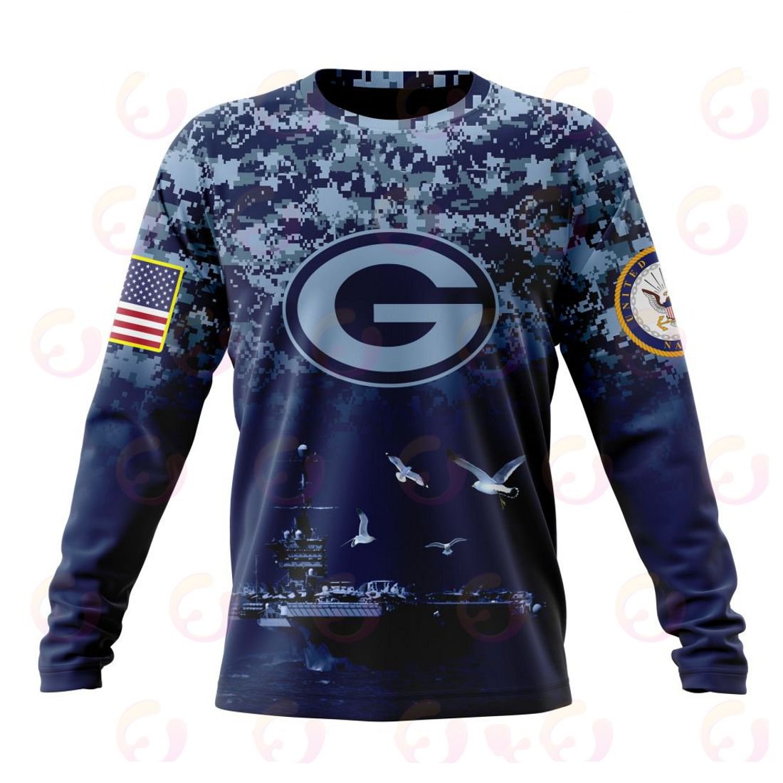 GREEN BAY PACKERS 3D HOODIE HONOR US NAVY VETERANS