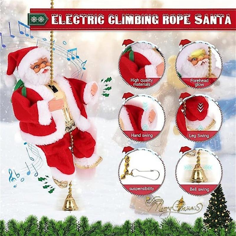 (🔥2024 BEST GIFT TO FAMILY🔥)Electric Chimney Climbing Santa Claus Musical Toys