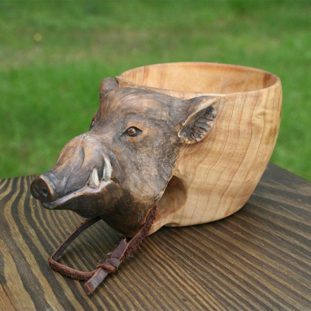 Higomore™ Kuksa Hand Carved Wooden Mug
