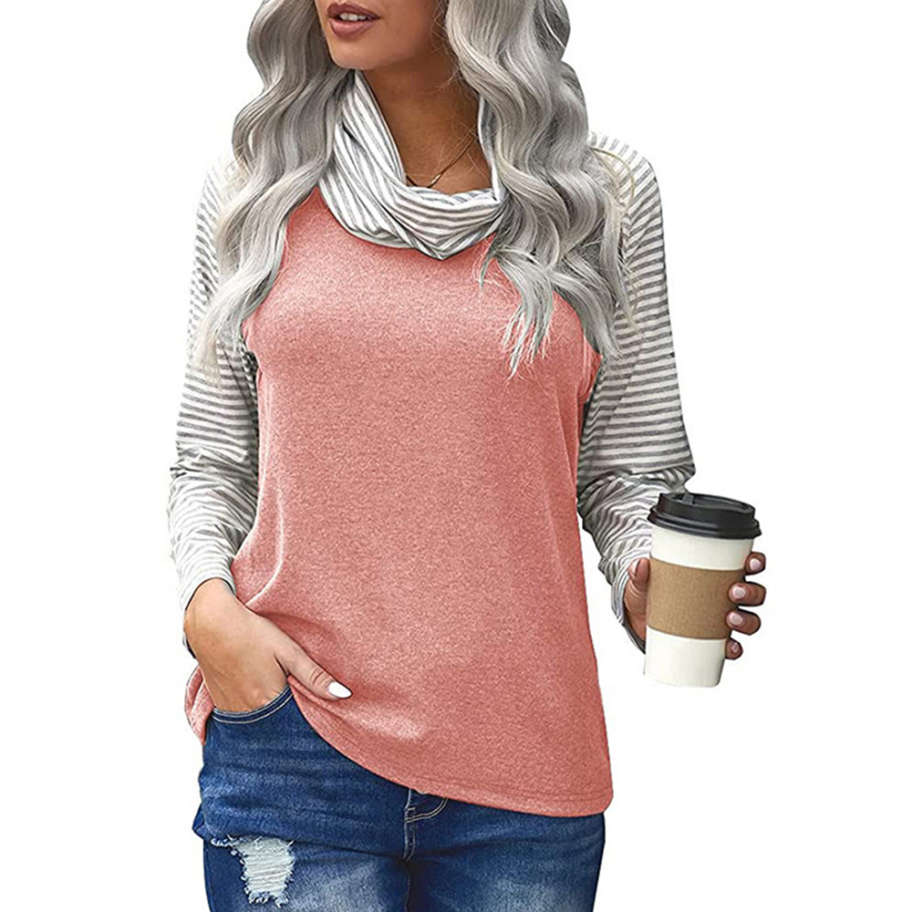 Higomore™ Striped pullover turtleneck loose fitting plus size T-shirt