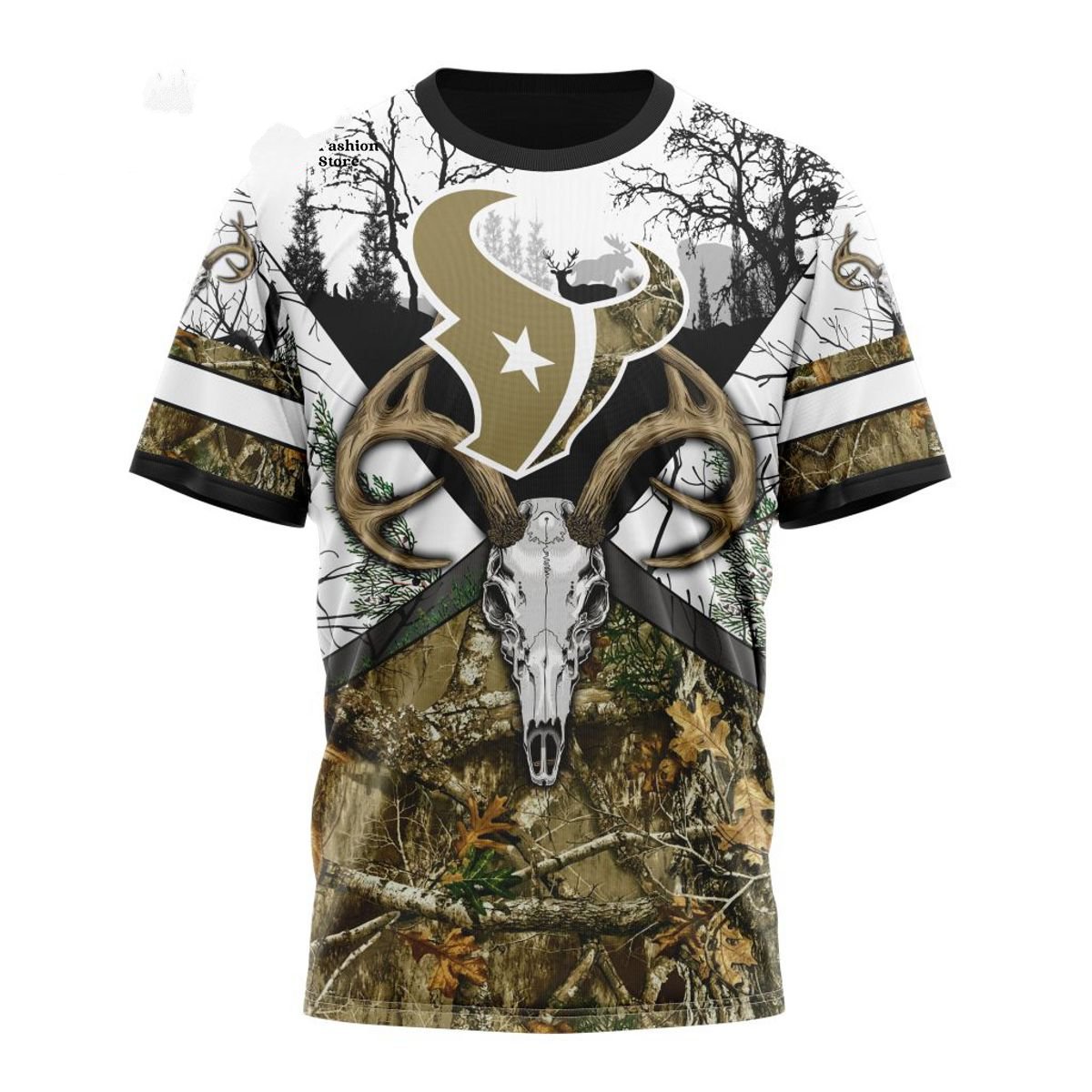 HOUSTON TEXANS DEER SKULL AND FOREST 3D HOODIE