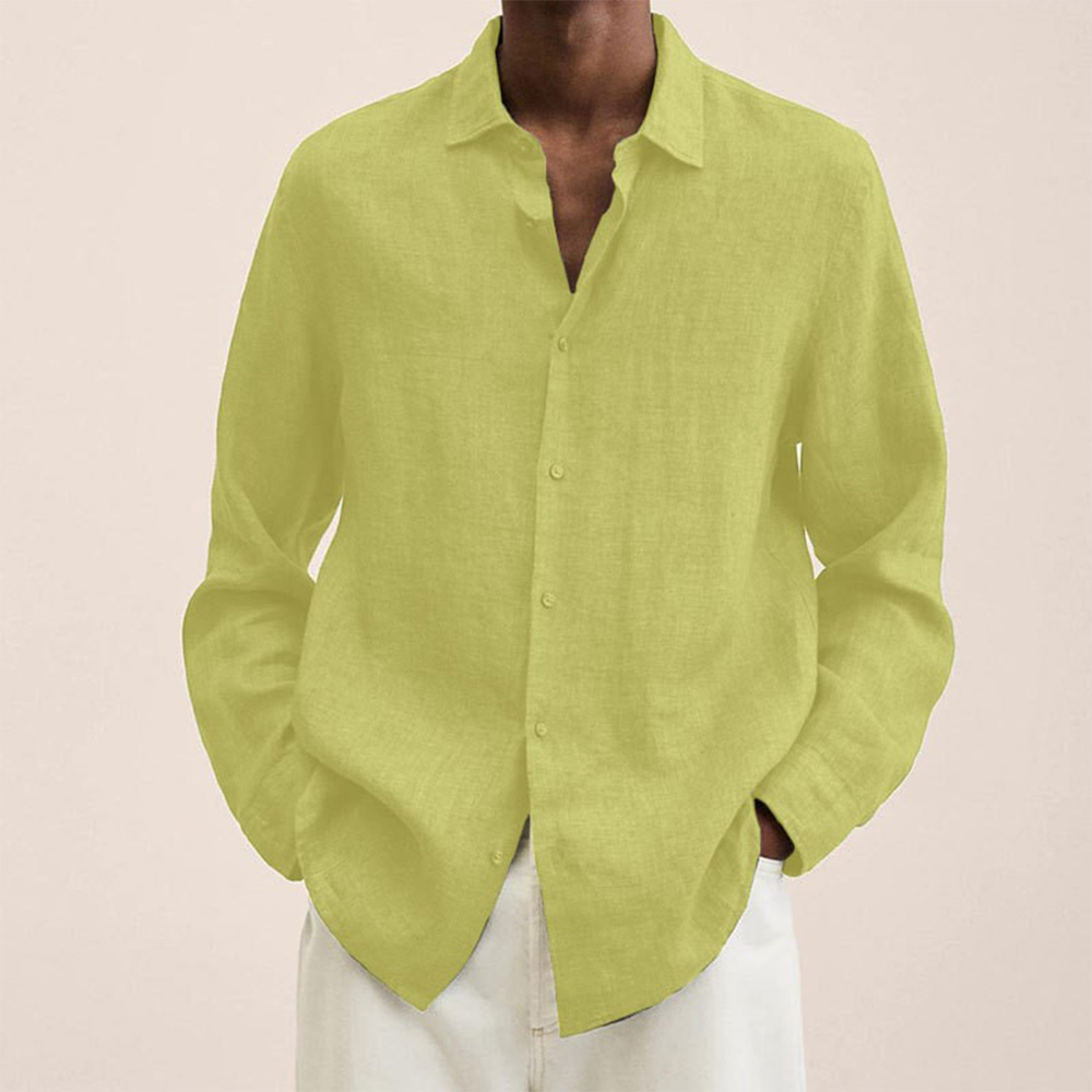 Castillotigo™ Camisa de lino de algodón cómoda estilo casual para hombre